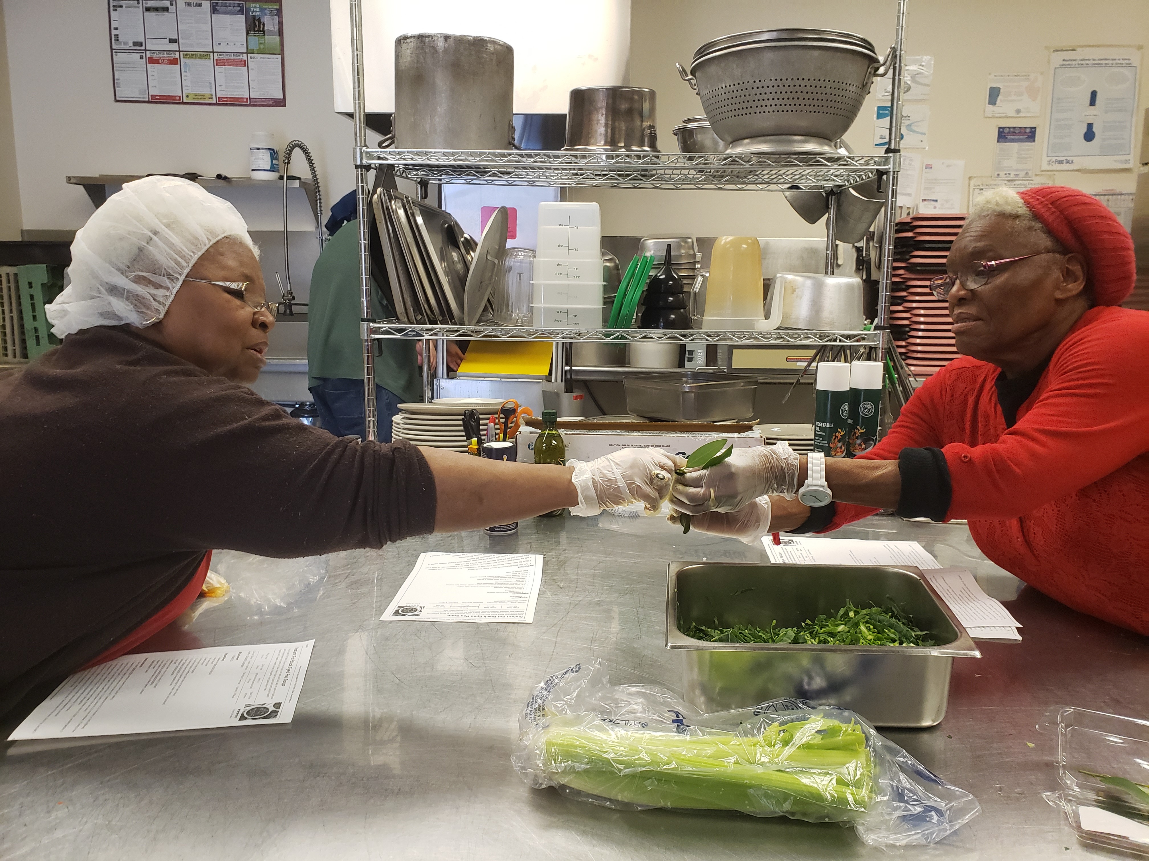 Older adults in cooking class