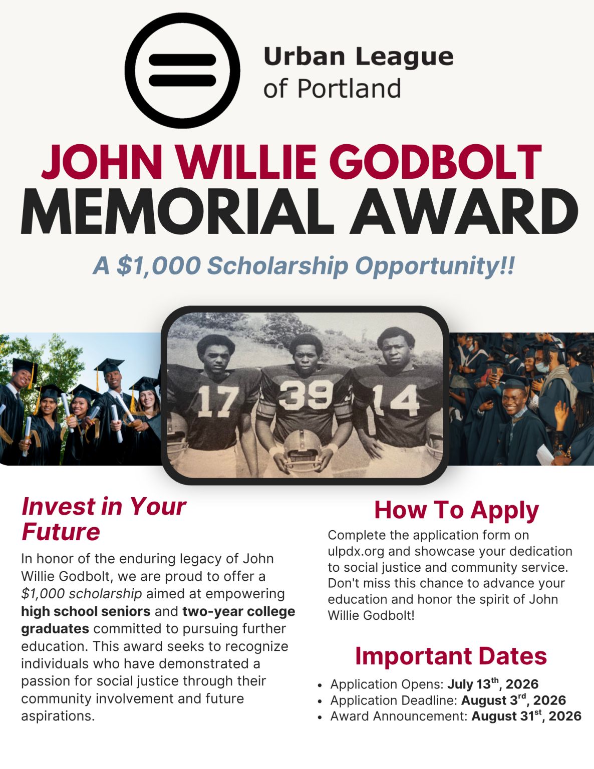 John Willie Godbolt Memorial Award Scholarship Flyer