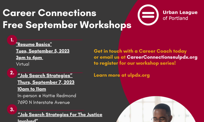Career connections free September workshops flyer.	
